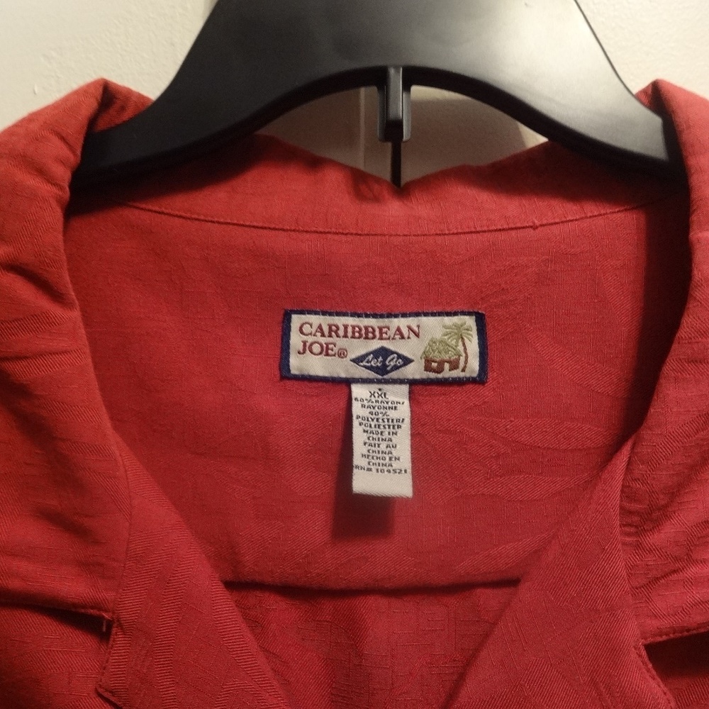 Caribbean Joe S/S Red Hawaiian Shirt Size XXL